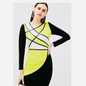 Karen Millen Vibrant Yellow and Black Mini Dress
